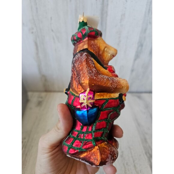 vintage Radko bearing heart plaid suspenders Scottish ornament 1996 Xmas tree - Picture 6 of 10